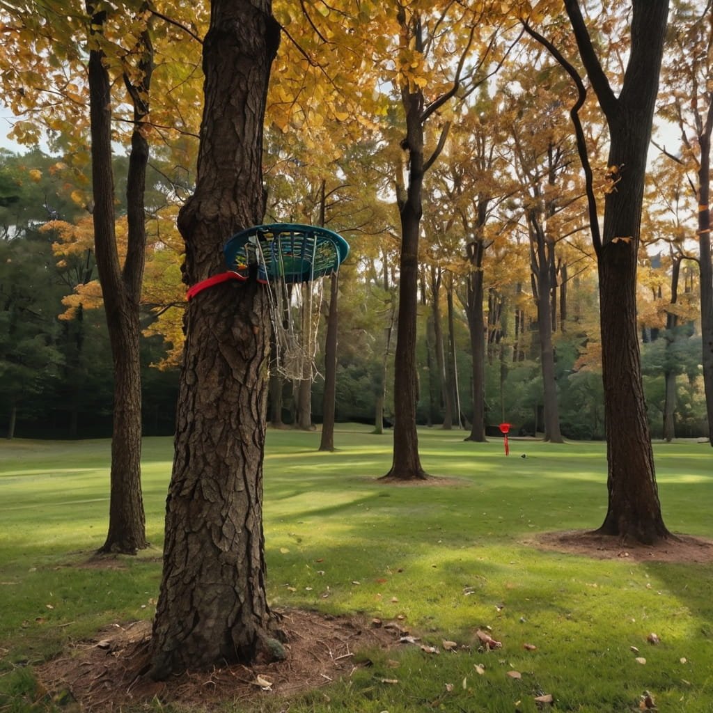 A group of disc golfers enjoying a game on a scenic course.